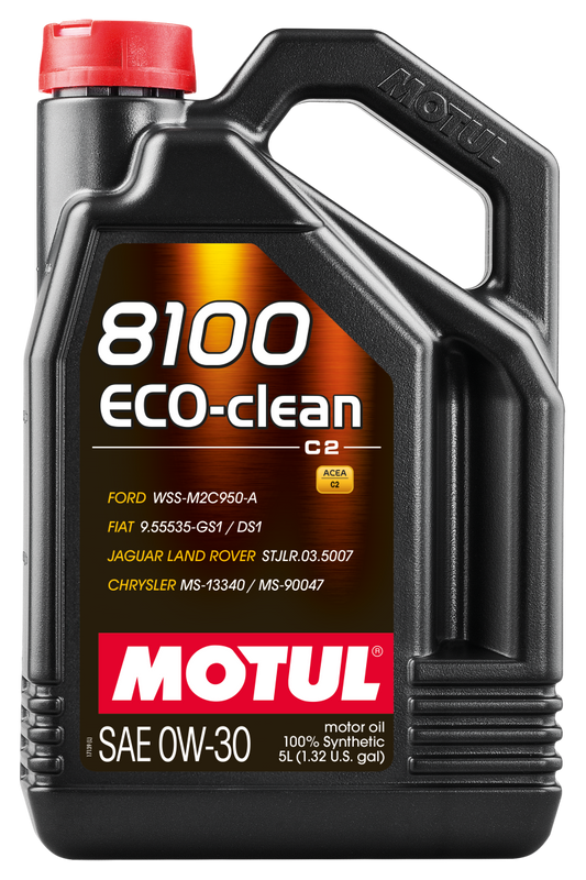 Motul 5L Synthetic Engine Oil 8100 0W30 4x5L ECO-CLEAN  ACEA C2 API SM ST.JLR 03.5007