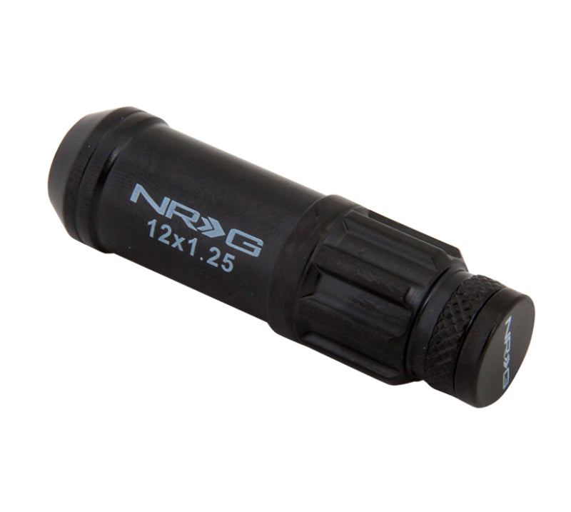 NRG 700 Series M12 X 1.25 Steel Lug Nut w/Dust Cap Cover Set 21 Pc w/Locks & Lock Socket - Black