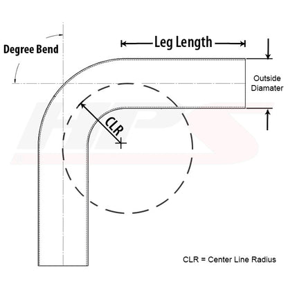 HPS 2.75" OD 110 Degree Bend 6061 Aluminum Elbow, 16 Gauge w/ 2 3/4" CLR