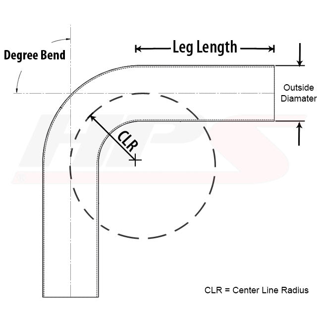 HPS 4.5" OD 20 Degree Bend 6061 Aluminum Elbow, 15 Gauge w/ 6" CLR
