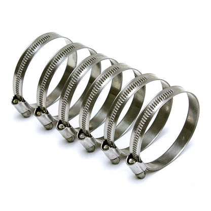 HPS Stainless Steel Embossed Hose Clamps Size 28 6pcs Pack 1-9/16 inch - 2-1/4 inch 40mm-57mm