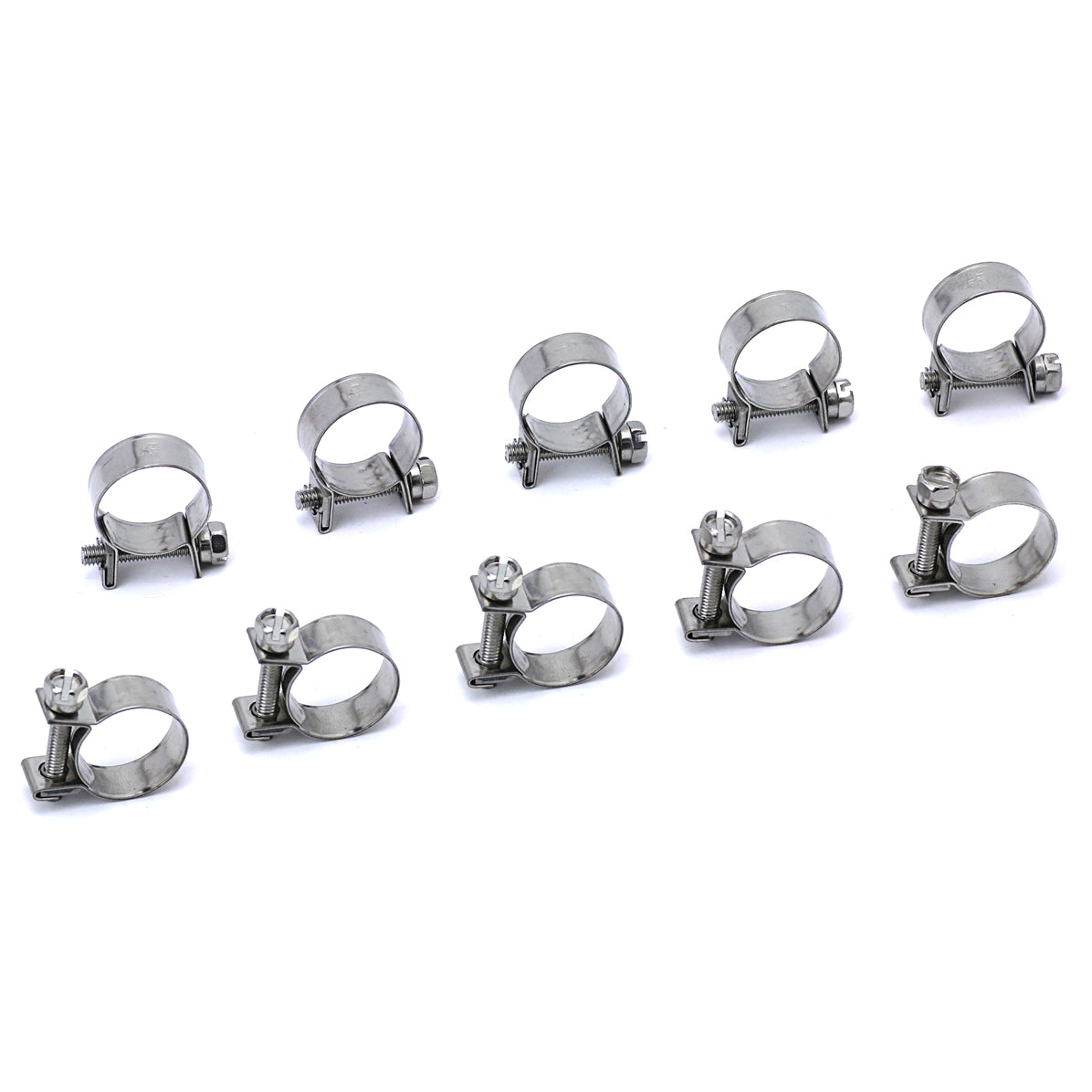 HPS #14 Stainless Steel Fuel Injection Hose Clamps 10pcs Pack 15/32 inch - 35/64 inch 12mm - 14mm