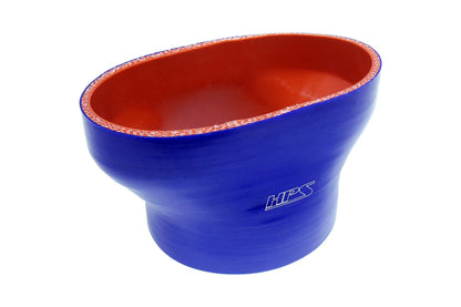 HPS Oval to Round Silicone Reducer Coupler Hose for Ford 55mm Throttle Body (M-9926-MGT) to 4-1/2" Tubing, Blue