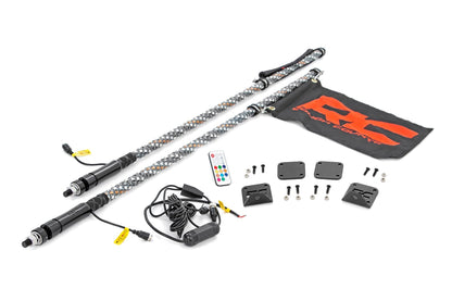 Whip Mount | Bed |  4' Multl-Color LED Whip Pair | Honda Talon 1000