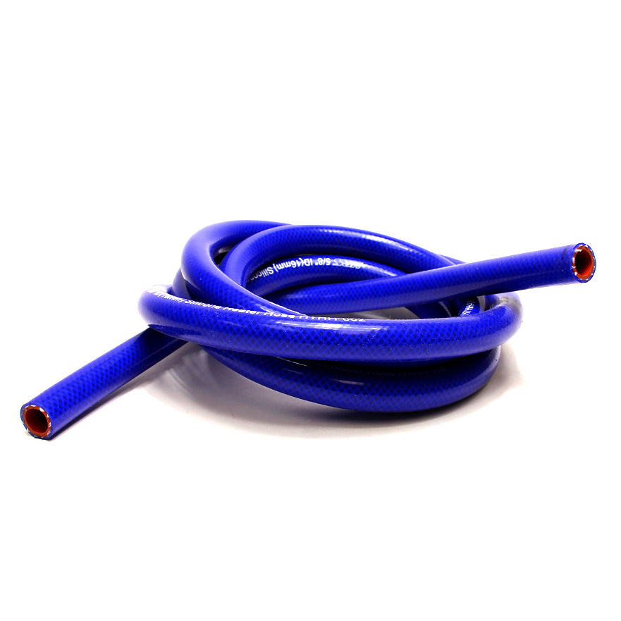 HPS 1/8 inch ID blue high temp reinforced silicone heater hose tubing Max Temperature Rating: 350F Bend Radius: 1/2 inch