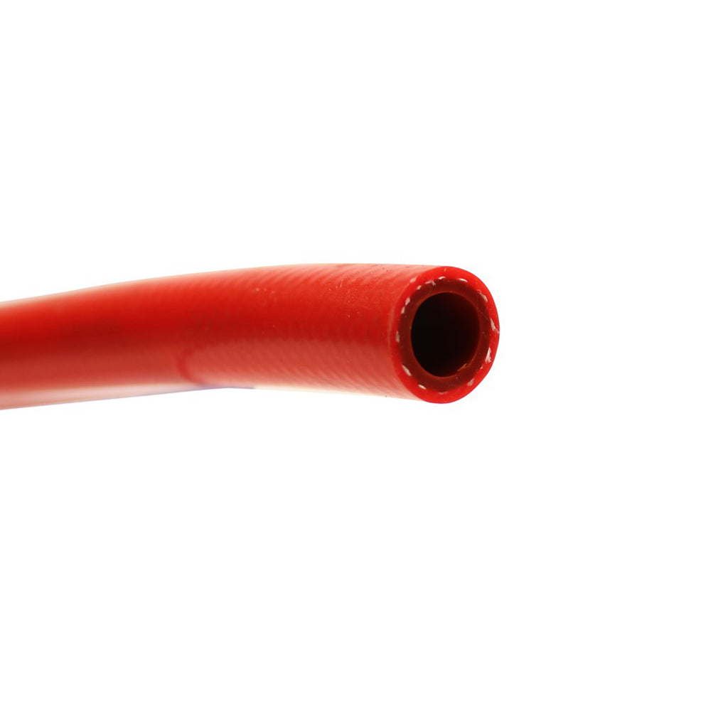 HPS 1/8" ID Red high temp reinforced silicone heater hose tubing, Max Temperature Rating: 350F, Bend Radius: 1/2"