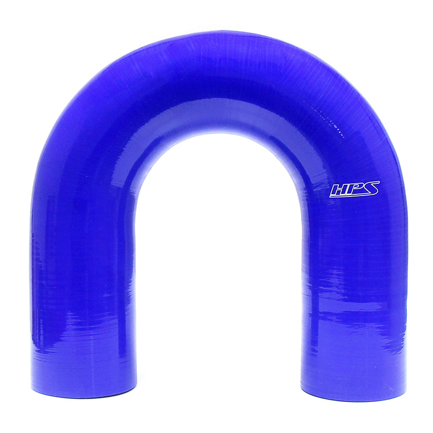 HPS 2.25 inch ID High Temp 4-ply Reinforced Silicone 180 Degree U Bend Elbow Coupler Hose Blue 57mm ID