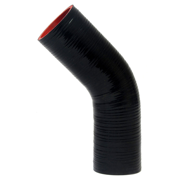 HPS 1/2 inch ID High Temp 4-ply Reinforced Silicone 45 Degree Elbow Coupler Hose Black 13mm ID