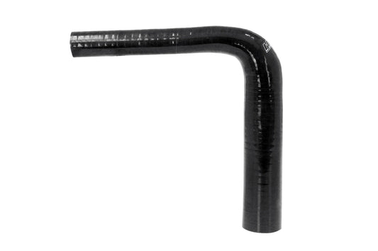HPS 1-3/4 inch - 2-3/8 inch ID High Temp 4-ply Reinforced Silicone 90 Degree Elbow Reducer Hose Black 45mm - 60mm ID
