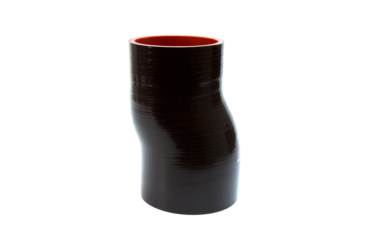 HPS 3 inch ID 6 inch Long High Temp 4-ply Reinforced Silicone Offset Coupler Hose Black 76mm ID 152mm Length