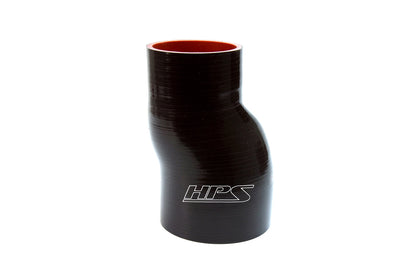 HPS 3.5 inch - 4 inch ID 6 inch Long High Temp 4-ply Reinforced Silicone Offset Reducer Coupler Hose Black 89mm - 102mm ID x 152mm Length