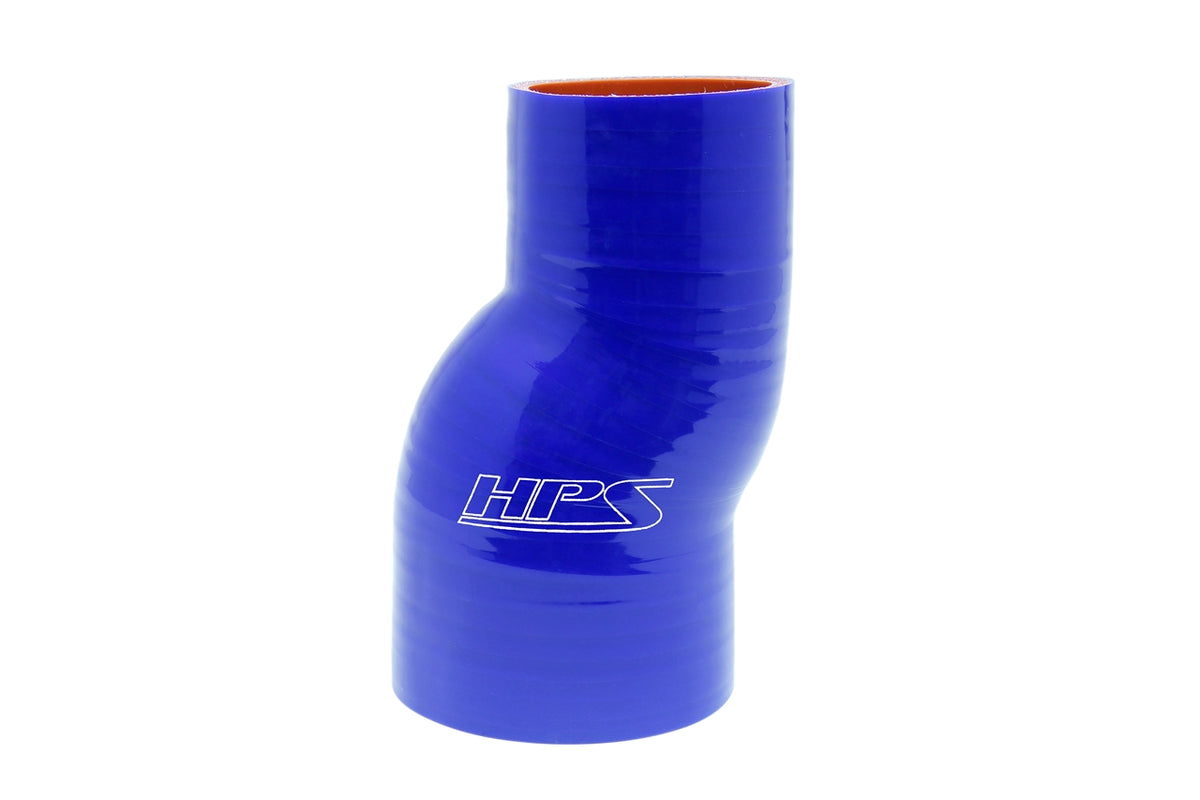 HPS 3 inch - 3-1/4 inch 76mm - 83mm Silicone Offset Reducer Coupler Hose 6 inch Long High Temp 4-ply Reinforced Blue