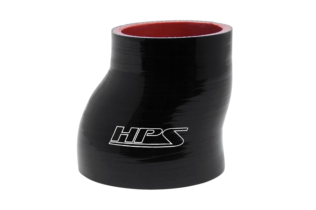 HPS 2 inch - 2.5 inch ID 3 inch Long High Temp 4-ply Reinforced Silicone Offset Reducer Coupler Hose Black 51mm - 63mm ID 76mm Length