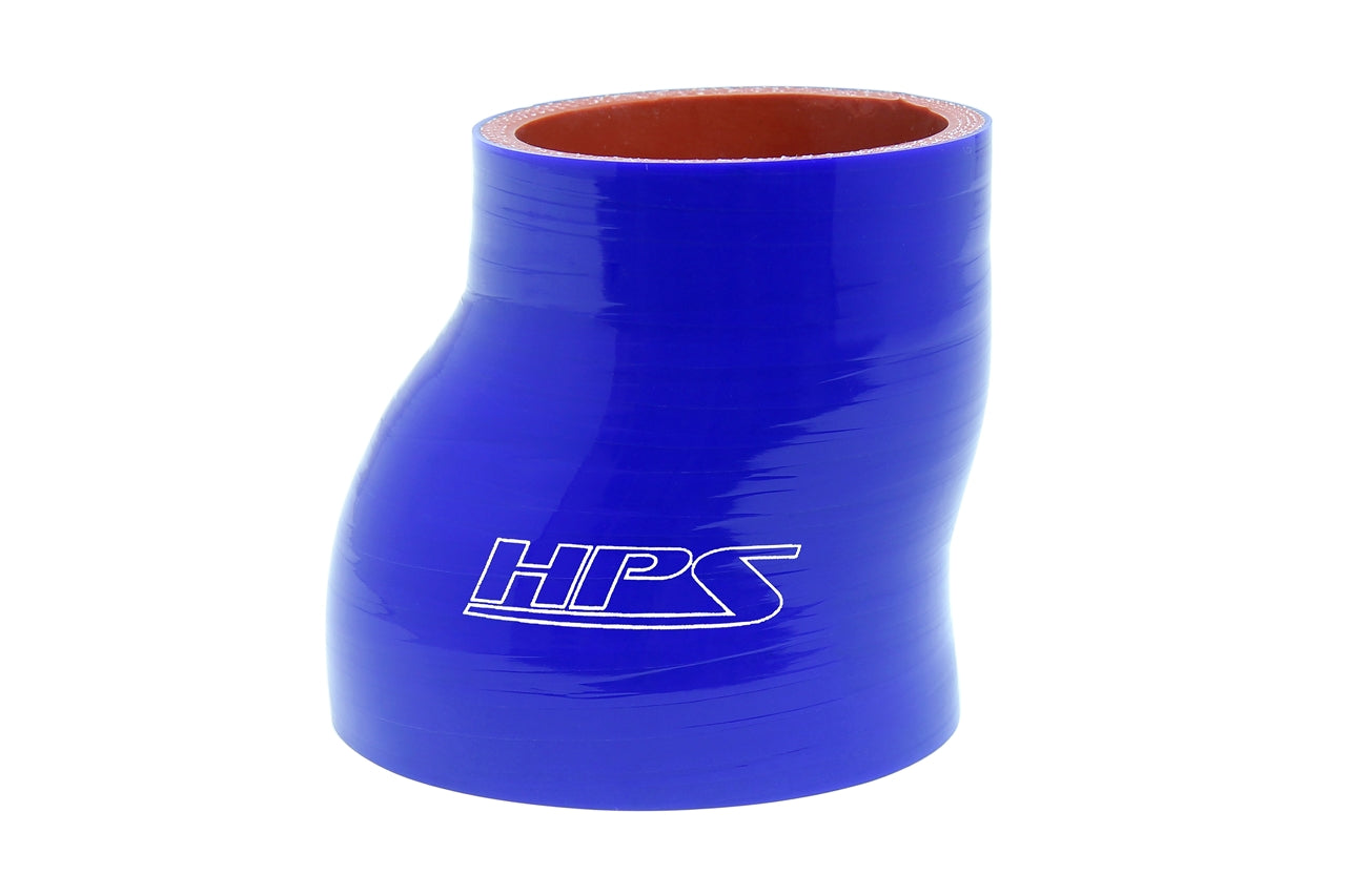 HPS 2.5 inch - 2-3/4 inch ID 3 inch Long High Temp 4-ply Reinforced Silicone Offset Reducer Coupler Hose Blue 63mm - 70mm ID 76mm Length