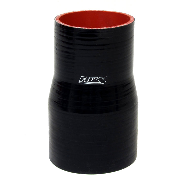 HPS 3 inch - 4-1/2 inch ID 6 inch Length Silicone Reducer Coupler Hose High Temp 4-Ply Reinforced Black 76mm - 114mm ID 152mm Long
