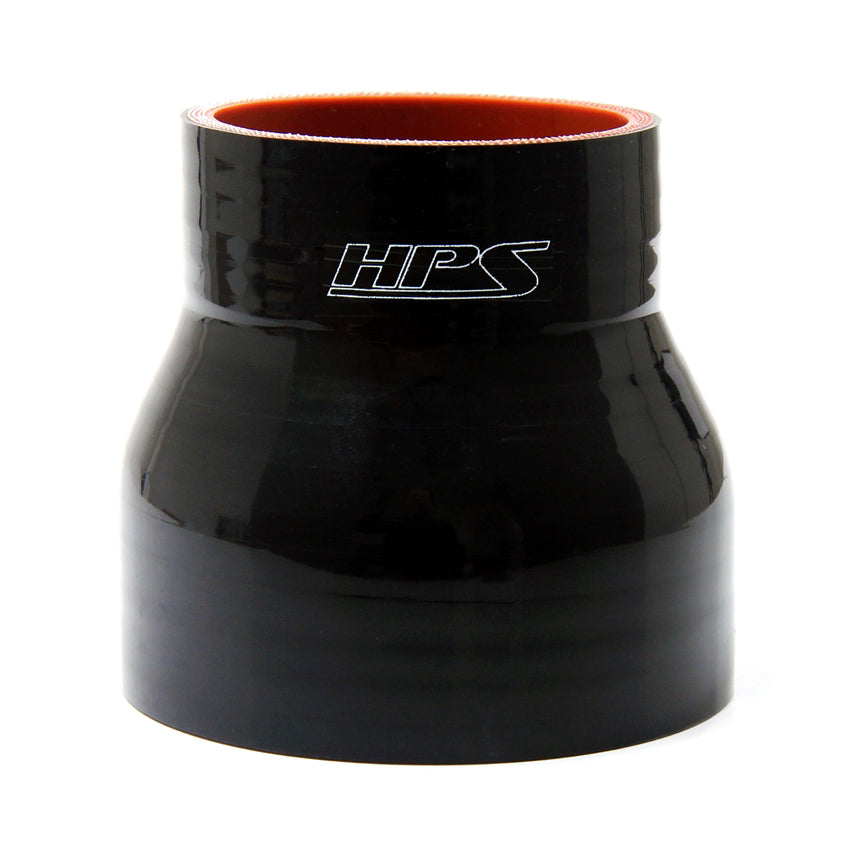 HPS 2-1/8 inch - 2-1/4 inch ID 3-1/2 inch Long High Temp 4-ply Reinforced Silicone Reducer Coupler Hose Black 54mm - 57mm ID 89mm Length
