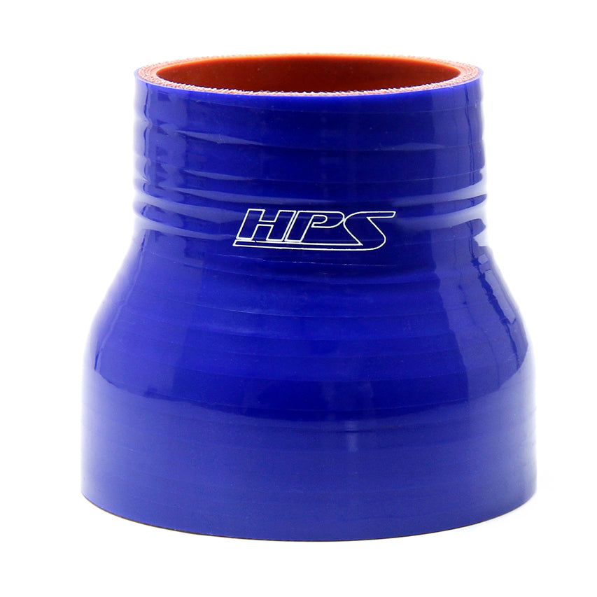 HPS 2.5 inch - 4 inch ID 3 inch Long High Temp 4-ply Reinforced Silicone Reducer Coupler Hose Blue 63mm - 102mm ID 76mm Length