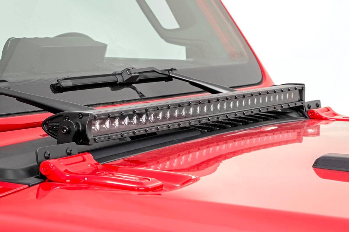LED Light Kit | Hood Mount | 30" Chrome Single Row | Jeep Gladiator JT/Wrangler JL (18-24)