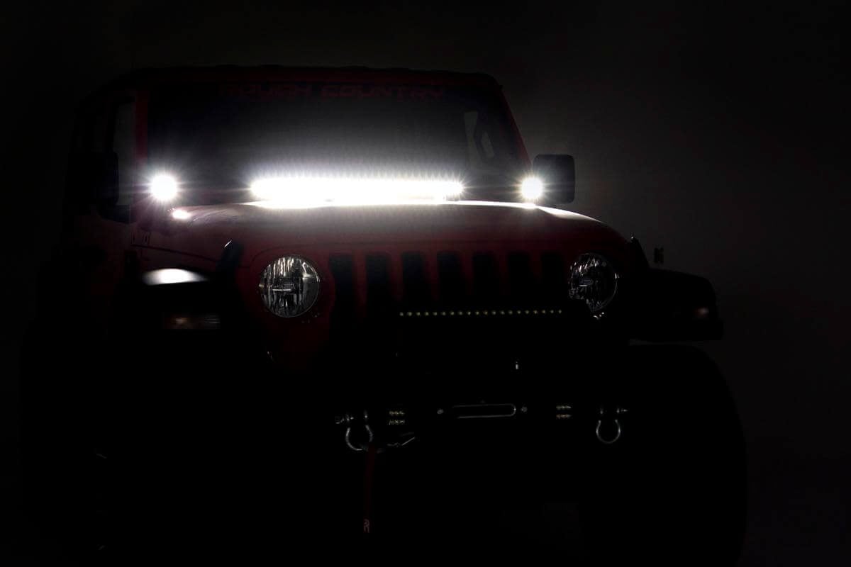 LED Light Kit | Hood Mount | 30" Chrome Single Row | Jeep Gladiator JT/Wrangler JL (18-24)