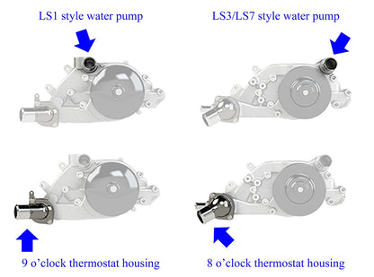 HPS Silicone Radiator Hose Kit, Nissan 1989-1998 240SX with LS Swap (LS3/LS7 water pump, 9 o'clock thermostat, KA24DE radiator), Blue, 57-2059-BLUE