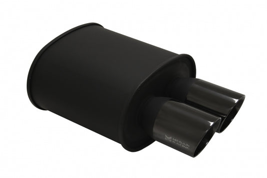 Universal Exhaust M-BC Muffler Dual Black Chrome Tips - MR-MU-MBC-2