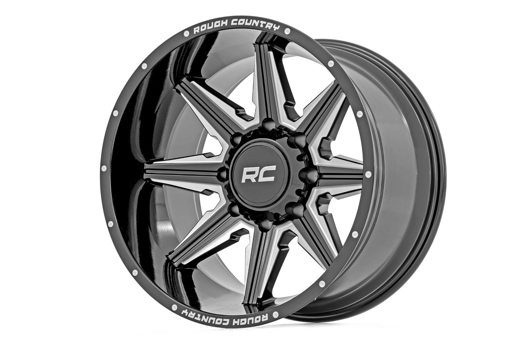 Rough Country 91M Series Wheel | One-Piece | Gloss Black | 22x12 | 6x5.5 | -44mm
