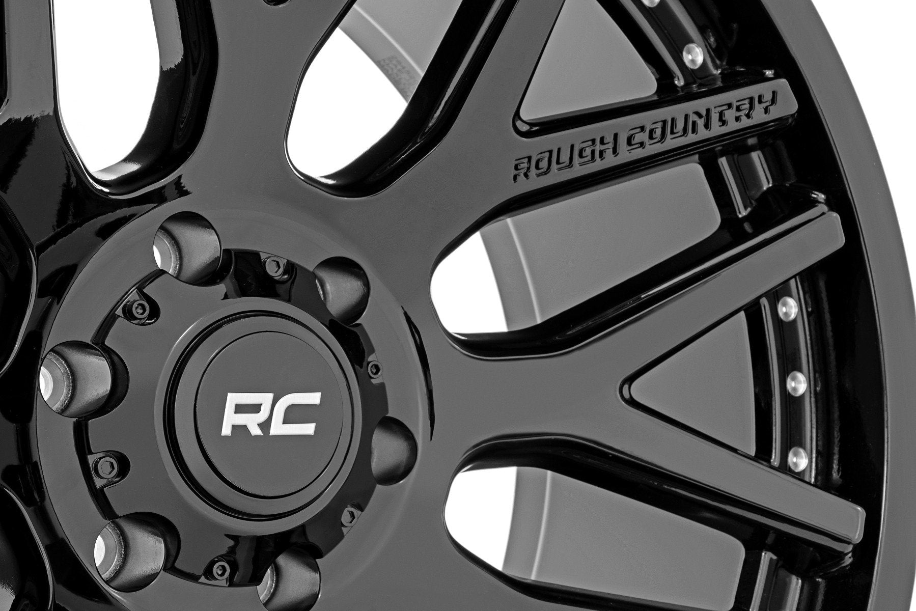 Rough Country 95 Series Wheel | One-Piece | Gloss Black | 20x10 | 5x5 | -19mm
