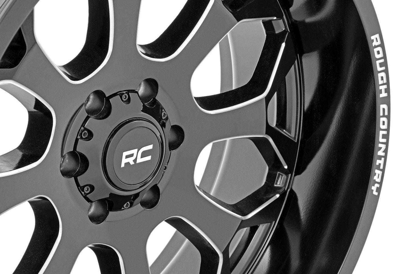 Rough Country 96 Series Wheel | One-Piece | Gloss Black | 20x10 | 5x4.5 | -19mm