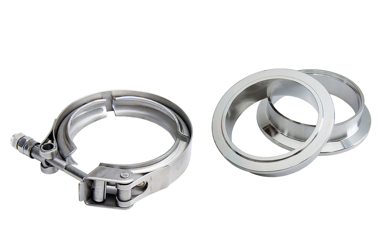 HPS Stainless Steel 4" V Band Clamp Kit, Stainless Steel Flanges, Quick Release
