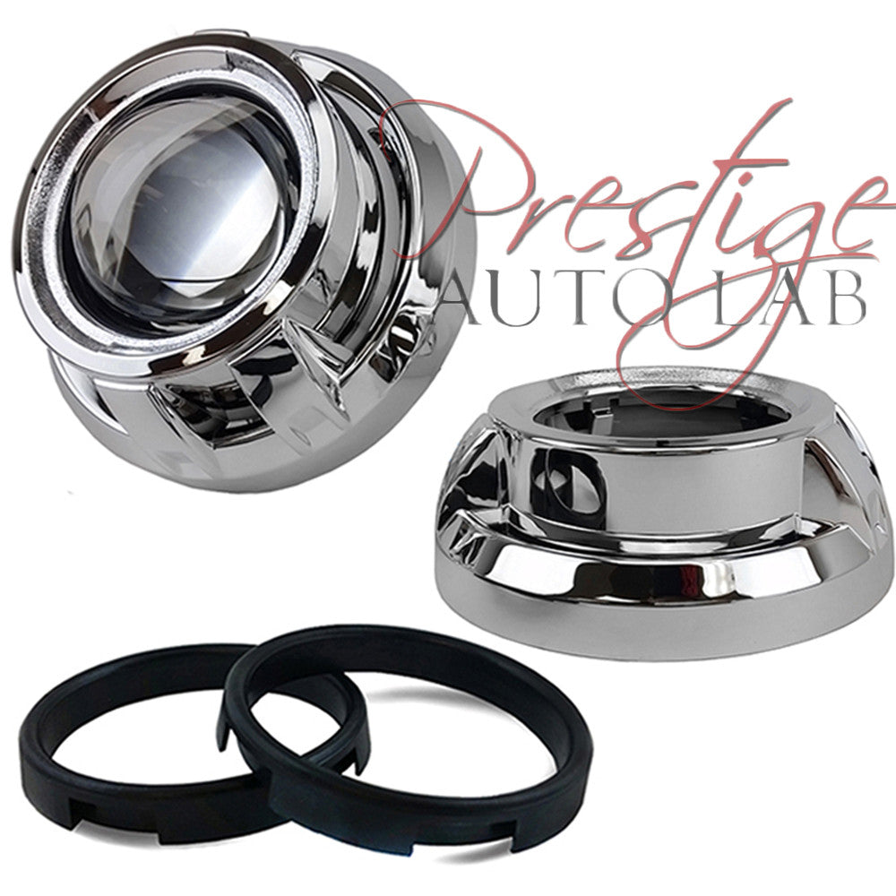 Gloss Black Turbine Style HID Projector Retrofit Shrouds (2.5" / 3") For Custom Headlight Upgrades