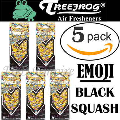 Treefrog Wakaba Young Leaf Emoji JDM Air Freshener, Black Squash Scent