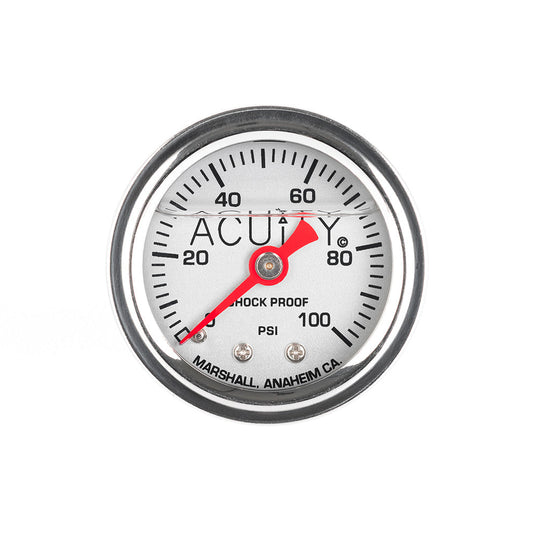 ACUiTY Instruments (1941-SLV) 100 PSI Fuel Pressure Gauge in Polished Stainless Finish