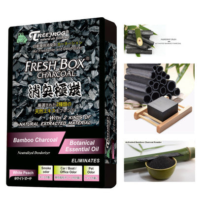 Treefrog Air Freshener - White Peach Scent, Bamboo Charcoal, Captures, Eliminates Odors, Purifies and Freshens Air