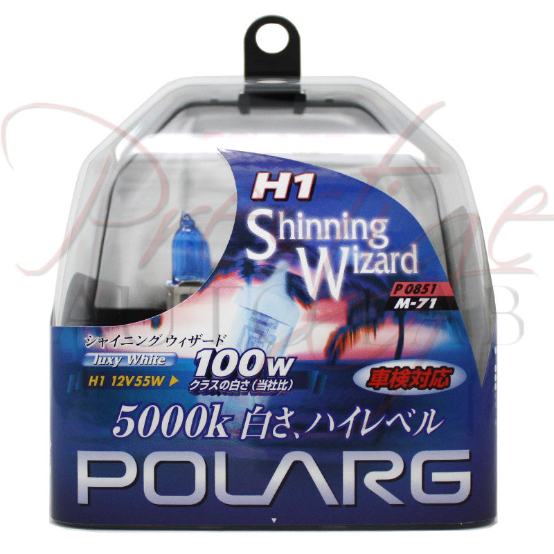Polarg H1 Shinning Wizard Luxy White 5000k Halogen Bulbs - Made in Japan