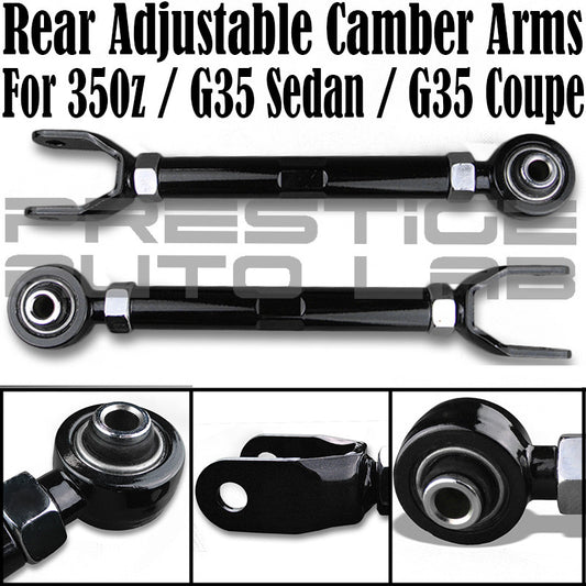 Rear Camber Arms Adjustable Black for 03-07 G35 / 03-08 350Z / 02-06 Altima / 04-14 Maxima