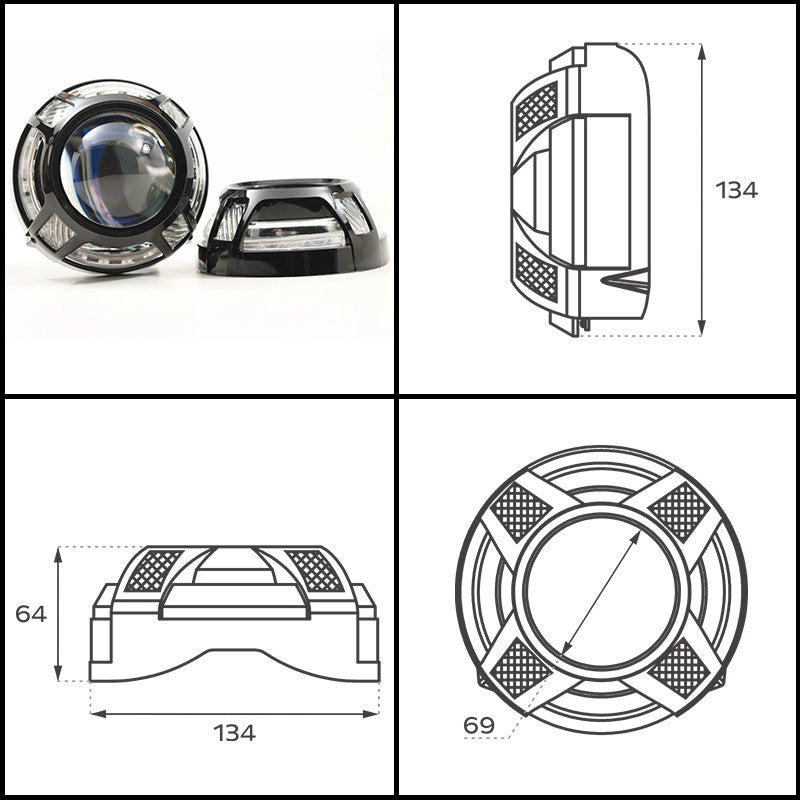 Panamera 2.0 Black Switchback Shrouds Halo, W/LED White DRL, Amber