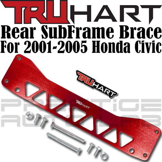TruHart Anodized Red Rear Subframe Brace Kit For Honda Civic 2001 - 2005 DC EP