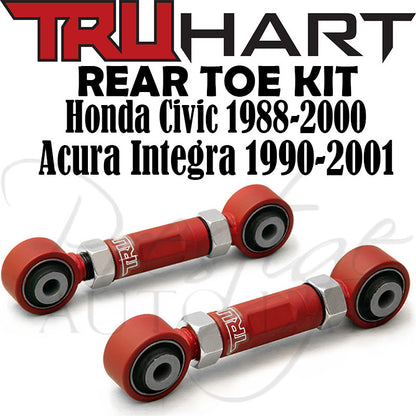 TruHart Front Adjustable Upper Camber Control Arms + Rear Camber + Toe + Lower Control Arm LCA for Civic 1992-1995 / Integra 1994-2001 / 1993-1997 Del Sol