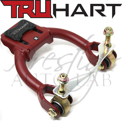 TruHart Front Adjustable Upper Camber Control Arms w/ Bushing + Rear Camber + Toe + Polished Lower Control Arm LCA for Civic 1992-1995 / Integra 1994-2001 / 1993-1997 Del Sol
