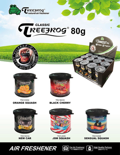 Tree Frog Classic Can Car/Office/Home Can Air Freshener - 6x Black Squash