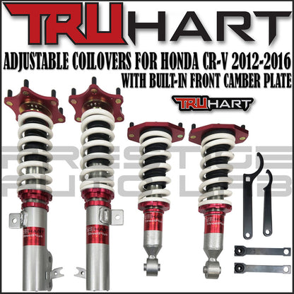 TruHart StreetPlus Adjustable Coilovers Kit w/ Front Camber Plate For Honda CRV CR-V 2012 - 2016