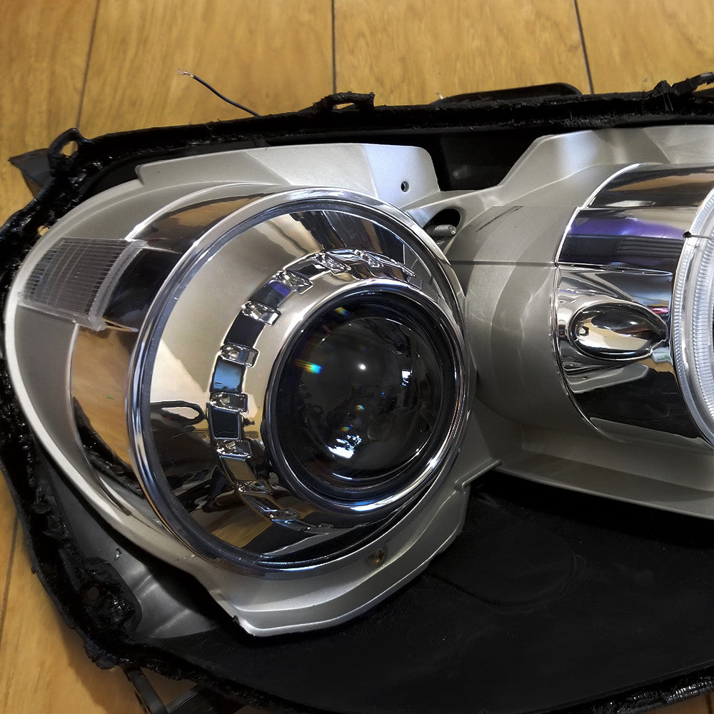 2x UNIVERSAL HID XENON PROJECTOR BEZELS SHROUDS BMW E46 Style 2.5"-3" E46-R