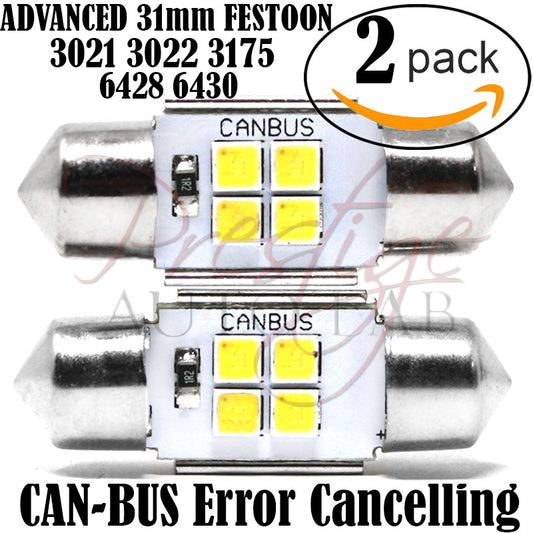 White 31mm Festoon DE3175 3022 3021 6428 6430 Dome Map Interior Trunk License plate LED Light Lamp
