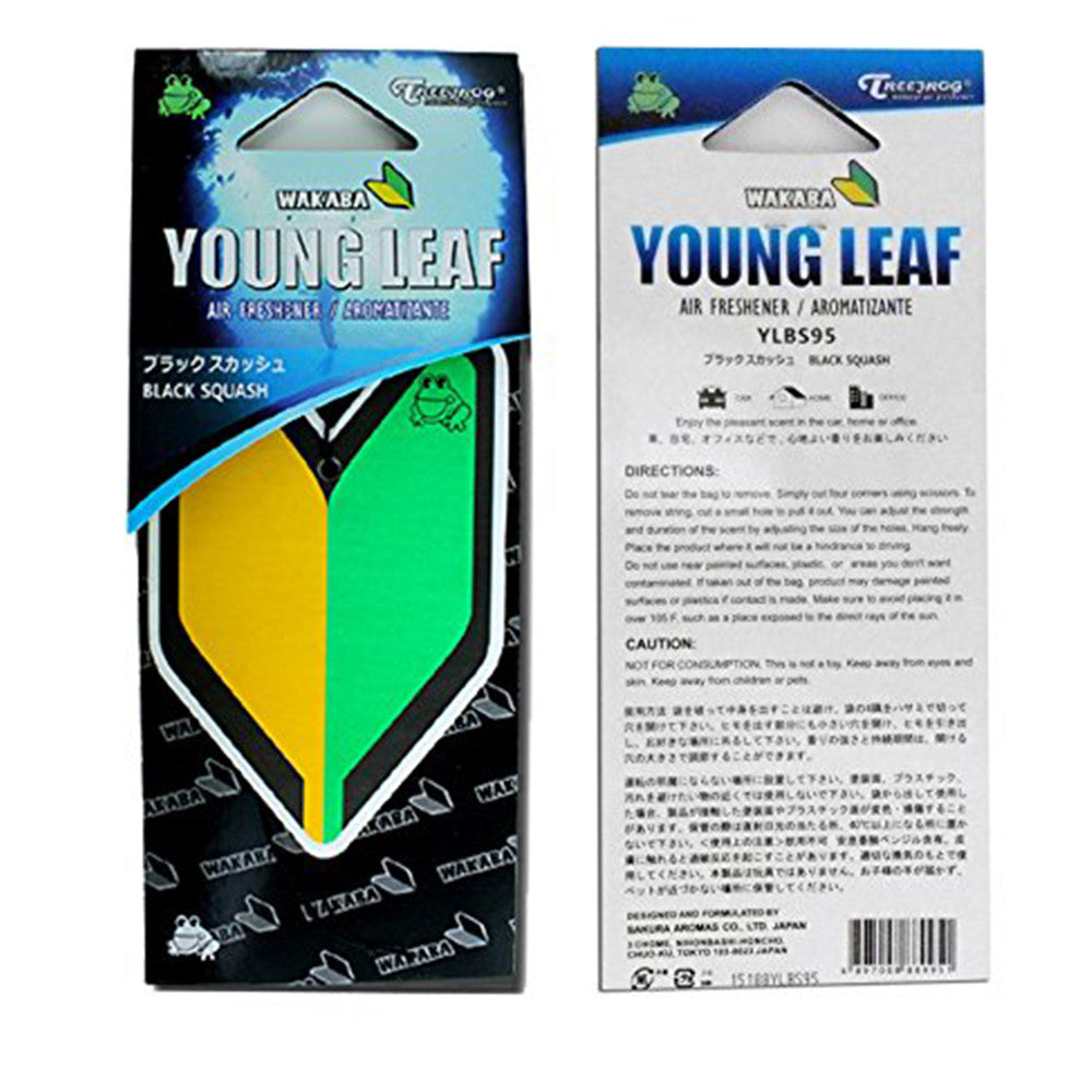 Wakaba Young Leaf Japan Tree Frog JDM Air Freshener, Black Squash Scent