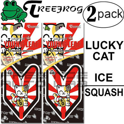 2 PACK Wakaba Japan Treefrog Young Leaf Sunrise Lucky Cat Ice Squash Scent Air Freshener