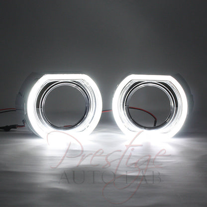 X5-R 3.0 Chrome Square LED Halo Ring Angel eye Projector Shrouds For Headlights