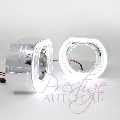 X5-R 3.0 Chrome Square LED Halo Ring Angel eye Projector Shrouds For Headlights